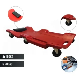 Carro Esteira Mecânico Sigma Plástico 6 Rodas 150kg Vermelho
