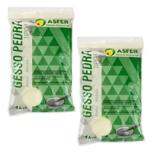 Kit Com 2kg Gessos Pedra Tipo 3 Asfer - Amarelo Ou Branco