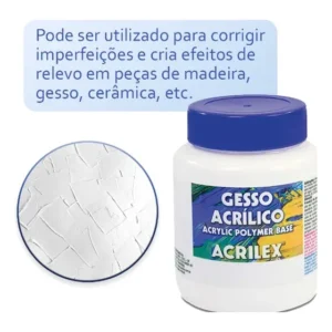 Gesso Acrílico Branco 250ml Acrilex para Tela, Madeira e MDF