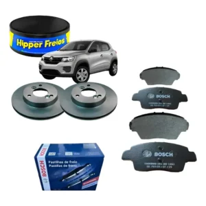 Kit Pastilha E Disco Freio Kwid Ventilado Hipper E Bosch