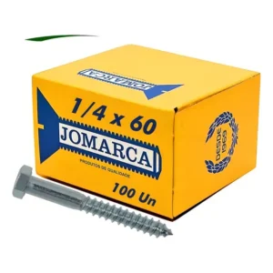 Parafuso Sextavado 1/4 X 60 Rosca Soberba Fixação De Antenas 100 Unidades Jomarca