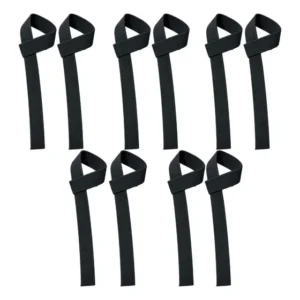 Kit 5 Pares Tala Straps Algodão Preto 57cm para Musculação