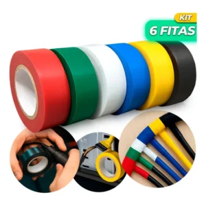 Kit 6 Fitas Isolantes Coloridas PVC Antichama 10m Elétrica