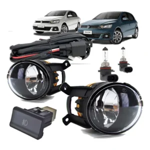 Kit Completo Farol Milha Auxiliar Neblina Botão Mod. Orig - Gol Voyage G7 Msi Track Connect City 2016 2017 2018