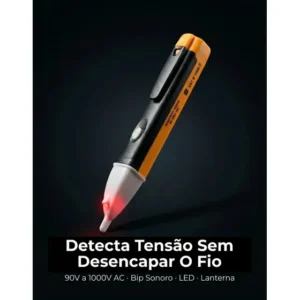 Caneta Detectora Tensão Energia Elétrica Pilhas Inclusas Indica Corrente 90-1000v Ac Bip Led Com Luz E Som, Compacta, Segura E Prática Para Testes Em Fios, Tomadas Cabos E Disjuntores Orbix Brasil