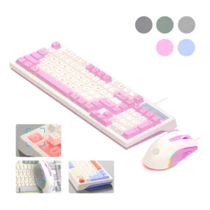 Teclado Mecânico Com Fio Conjunto De Mouse Luz De Fundo Rgb