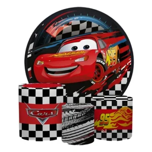 Kit Painel Redondo Capa De Cilindro Decoração Carros Disney