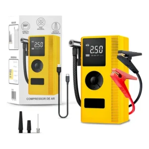 Compressor De Ar Auxiliar Partida Automotivo Bateria Portátil Carros Motos Bola Infláveis Iluminação Led 4 Em 1 Acessório Carro Com Lanterna B&g