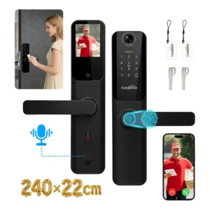 Fechadura Digital Ferragens De Segurança Eletronicatouch Biometria Fechadura Eletronica Embutir Wifi Tuya Preto 240*22