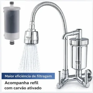 Torneira Com Filtro Com Purificador de Agua Gourmet Tubo Flexível e Bica Movel De 1/4 Volta Cromada A Mais Vendida Cromado Brilhante