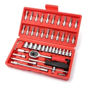 Jogo De Soquetes Crv Com Catraca Reversível 46 Peças