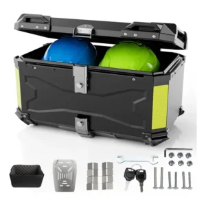 Baú Bauleto Aluminio 65 Litros Moto 2 Capacetes Universal