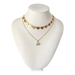 Gargantilha Choker Coração Ouro 18k + Colar Ponto De Luz
