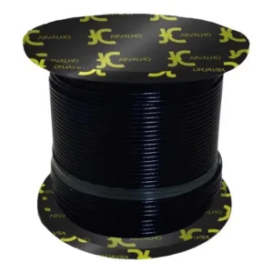Cabo de Aço Revestido 1/8 3,2mm PVC Preto 100m Resistência 606kgF