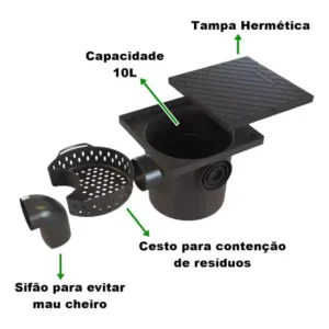 Caixa de Gordura 10L Tampa Hermética Polipropileno