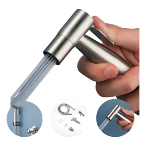 Ducha Higiênica Cromada 100% Inox Premium Completa Banheiro Com Registro Gatilho Metal Mangueira Flexível 1,5m Suporte Parede Alta Pressão 1/4 Volta Resistente Anti Ferrugem Universal