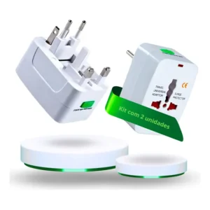 Kit 2 Adaptador Tomada Universal Para Viagem Internacional