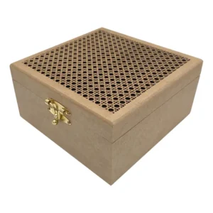Caixa Mdf 20x20x10 Cm Palha Artesanato Dobradiças E Fecho