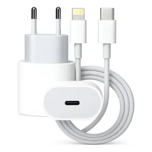 Carregador Turbo 20w Compatível iPhone Usb-c Com Cabo 1m Bivolt Carregamento Turbo Compatível iPhone 7 8 X Xr 11 12 13 14 Compacto Seguro Celular Casa Escritório Parede Branco