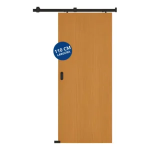 Porta Angelim 110x210cm Com Kit De Correr Sobrepor Preto