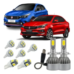 Kit Led Farol Baixo H7 Argo Cronos Teto Placa Ré Farolete