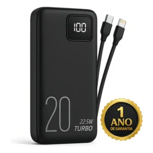 Carregador Portátil Power Bank Turbo 20000mah universal para iphone samsung motorlola xiaomi 20w Com Display Digital DTimp