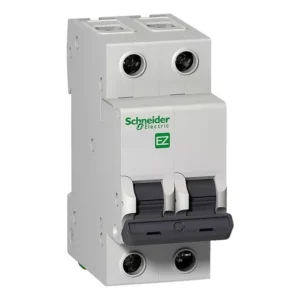 Mini Disjuntor Bipolar 63A Curva C P/ Trilho Din Painel Elétrico EZ9F33263 Schneider