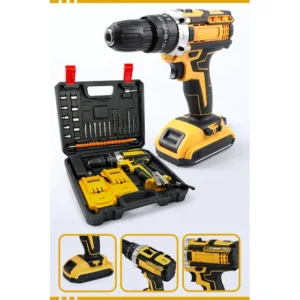 Furadeira Parafusadeira 48v Com 2 Baterias Recarregáveis Maleta Mandril 10mm Torque 32n.m 0-400/0-1400 Rpm Velocidade Variável Reversível Kit Brocas Bits Soquetes Carregador Bivolt Mackie Ferramentas