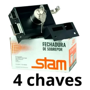 Fechadura De Portão Com 4 Chaves Stam Preta