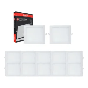 Kit 10 Plafon De Embutir 22x22 18w 6500k Luz Branca Quadrado Cor Branco