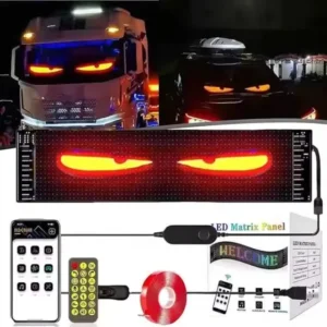Tela De Led Flexível Display Carro Caminhão 37x09cm Sinalização Led Programável Para Automóveis, Luzes Devil Eyes Para Pára-brisas, Painel Led Flexível, Controle Por Aplicativo Bluetooth.