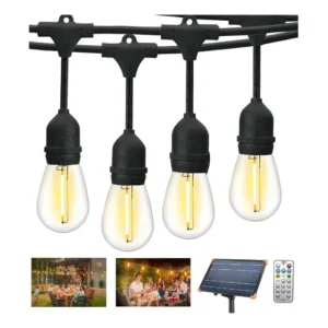 Varal De Luzes Solar 10 Luzes 7m Lâmpadas Led Filamento