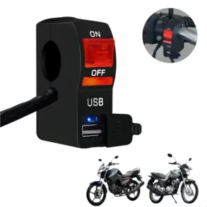 Interruptor Universal Moto Stallion com USB Farol Auxiliar 12V 5V/2A