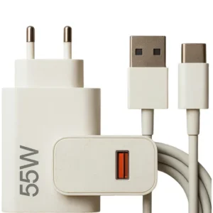 Carregador Turbo 55w Usb-c Com Cabo Tipo C 1 Metro. Fonte Bivolt 110v/220v, Carregamento Rápido Fast Charge, Ideal Para Celular Android, Compatível Com iPhone, Tablet E Notebook Eletric Teck
