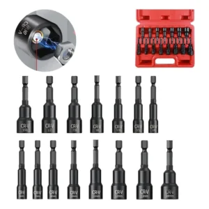 Jogo 15 Bits Parafusadeira Soquete Canhão Sextavado Ponteira