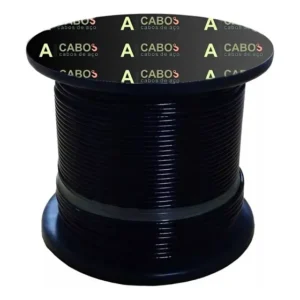 Cabo de Aço 1/8" 6x19 Revestido PVC Preto 100m p/ Academia