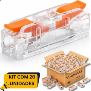 Kit 20 Conector Emenda Rápida Alavanca 1 Via Fios 32a / 250v Gurumania