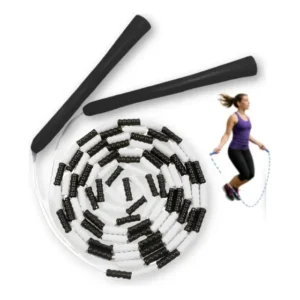 Corda De Pular Segmentada Com Miçangas - Ideal Para Atletas Cor Preto