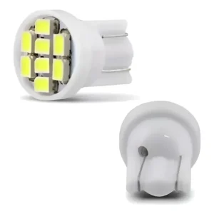 Par Lampada T10 8 Led Branca Pingo Luz 6000k Farolete Placa