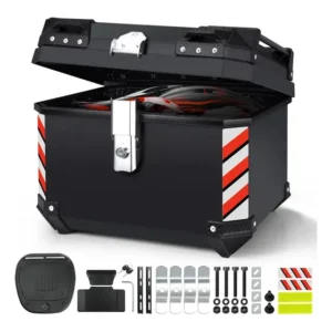 Gold Care Bau Para Moto 45l Com Encosto Maleta Moto Abs Caixa Traseira Preto Suporte Para Bau De Moto Bau Moto 45l Suporte Para Bau Moto Bau Para Motocicleta Acomodar 1 Capacetes Base Universal