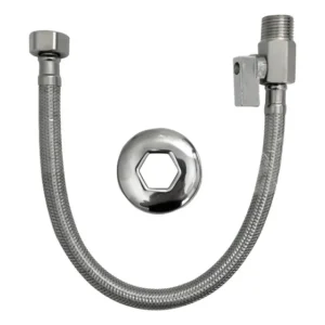 Engate Flexível Trançado Inox 40cm Com Registro Flvx Hidro Cor Cinza