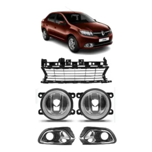 Kit Grade Central Farol Milha Logan Cromado 2014 2015/18 5pc