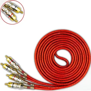 Cabo Rca 5 Metros Tripla Blindagem Vermelho Plug Metal