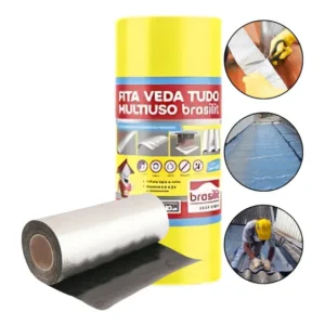 Fita Asfáltica Manta Aluminizada Adesiva Vedatudo 45cmx10m Brasilit