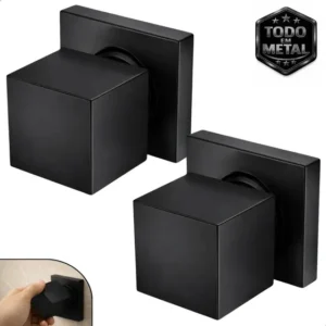 Kit 2 Acabamento Registro Chuveiro Quadrado Padrão Deca 1/2 e 3/4 e 1 Polegada 100% Todo Metal Preto Fosco Com Kit Fixação Completo De Parede Banheiro Geral - SOFTINOX