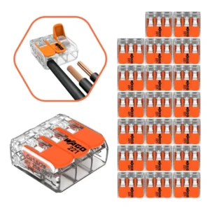 Conector Wago Compacto Emenda 3 Fios Modelo 221-413 20 Peças