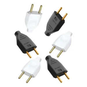 Kit Pino Plug Extensao Macho 2p 10a Preto/branco - 10 Peças