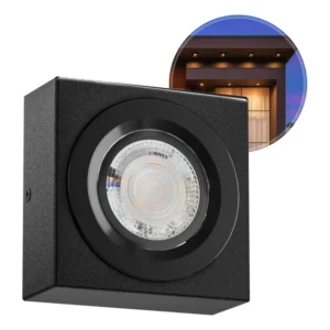 10x Spot Sobrepor Slim Para Teto Beiral Dicroica Led Branco Quente Integrado Cor Preto Mf271 Mega Forte Iluminação