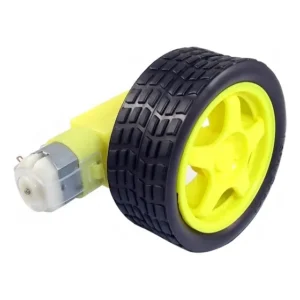 Motor DC Duaitek 3-6V com Redução Eixo Duplo e Roda 68mm para Robótica