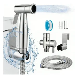 Ducha Kit Higiênica Duas Saídas De 1/2 Em Aço Inox Mangueira